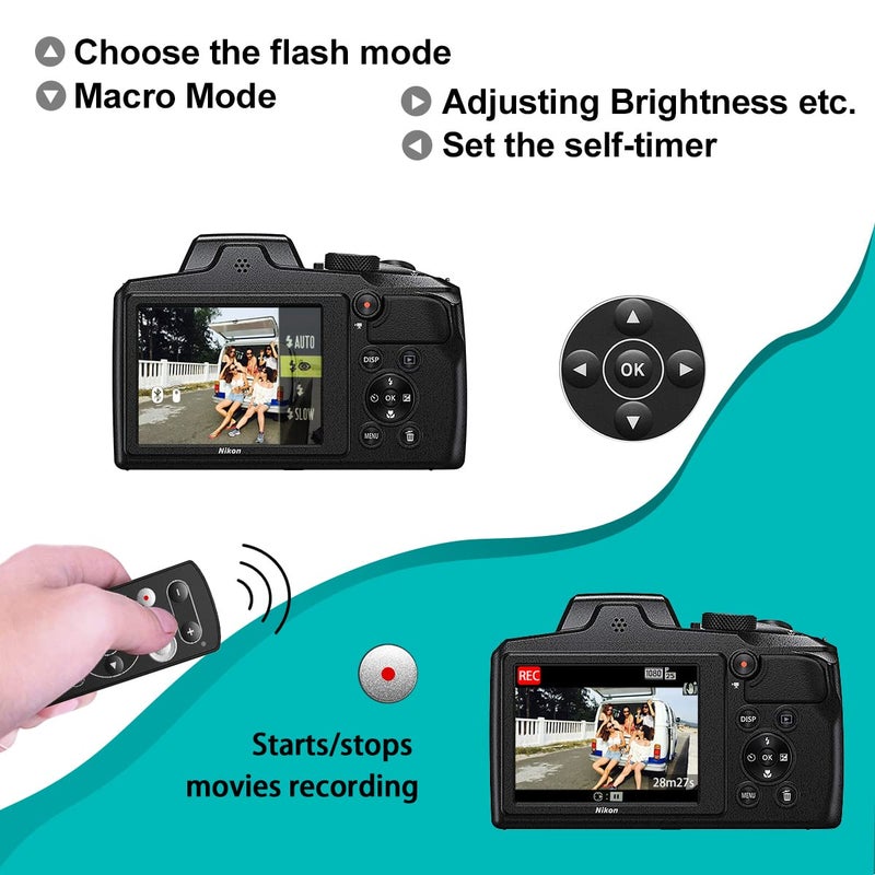 AODELAN Wireless Camera Remote Control Remote Shutter Release for Nikon Zfc, Z50, P1000, B600, A1000, P950; Replaces Nikon ML-L7 - Image 5